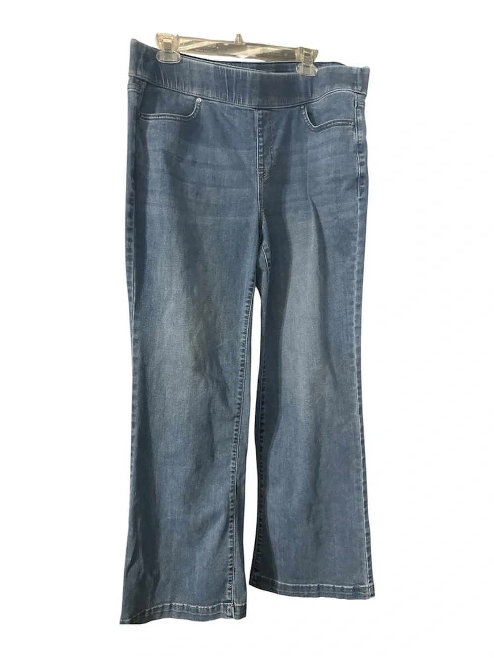 Lane Bryant Medium Blue Stretch Flare Jeans high high rise pull in boot 18 new